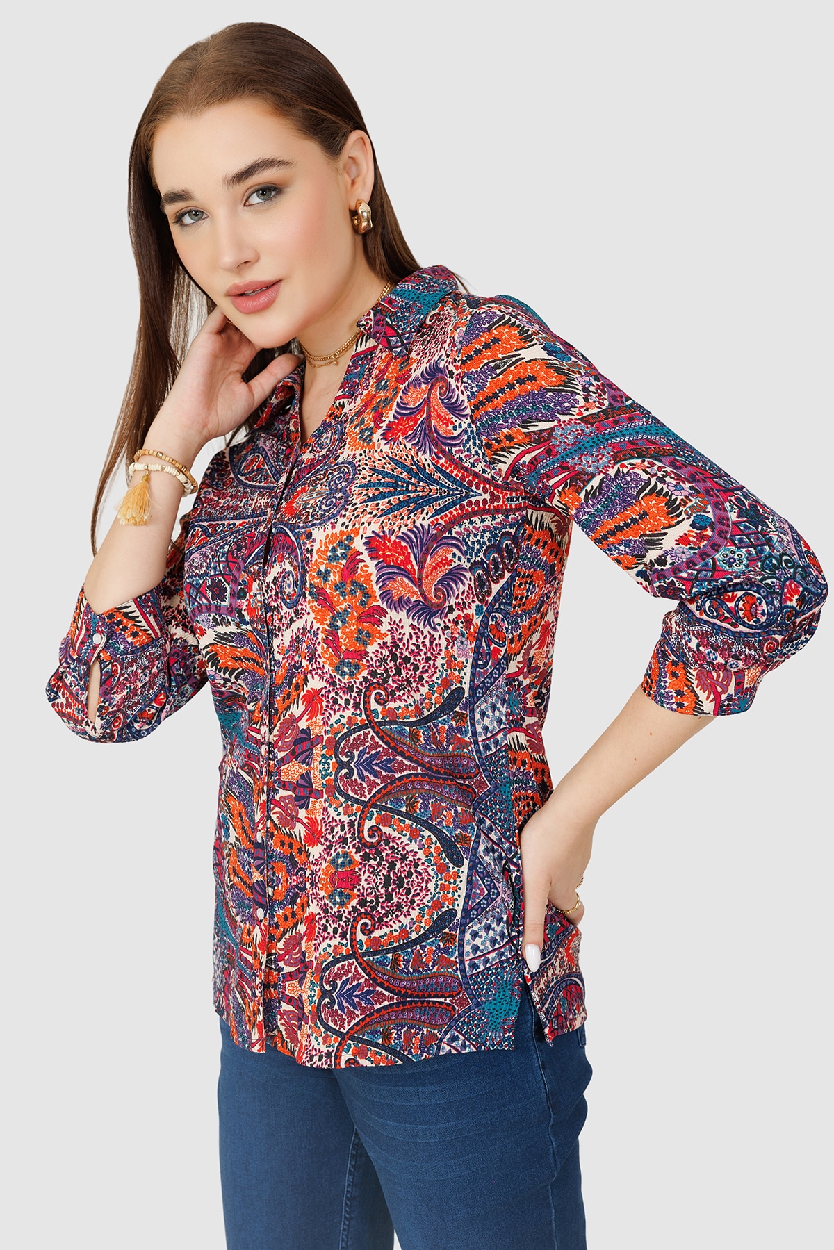 Printed Orange Shirt For Women