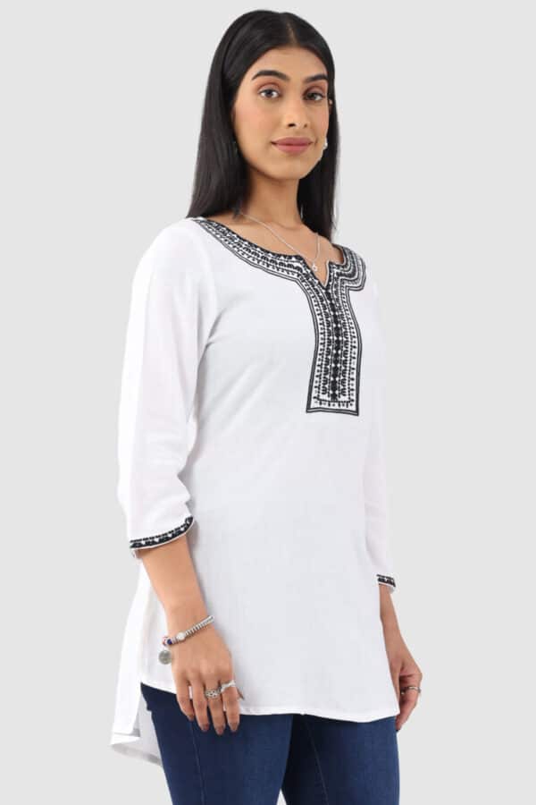 Embroidered White Top For Woman