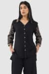 Embroidered Black Top For Women