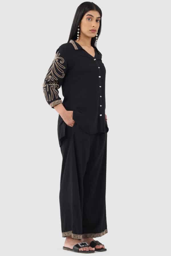 Embroidered Black Top For Women