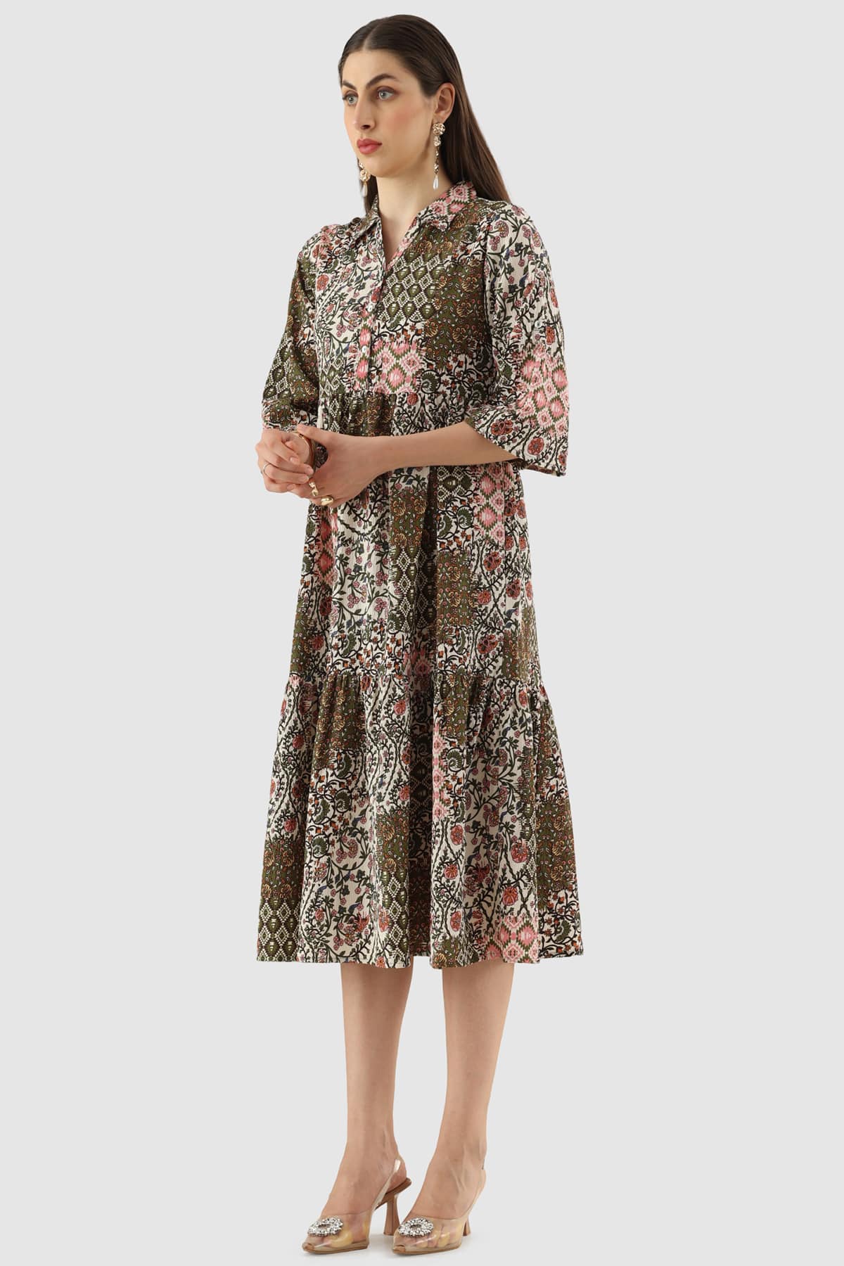 Printed Brown Dress For Women