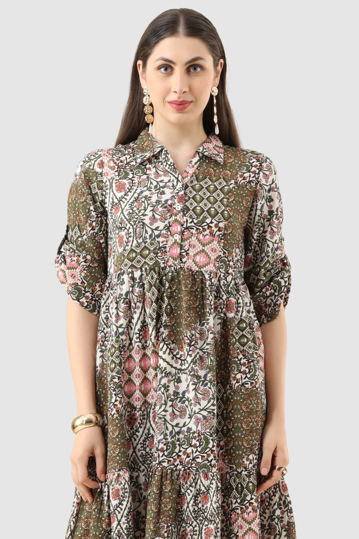 Printed Brown Dress For Women