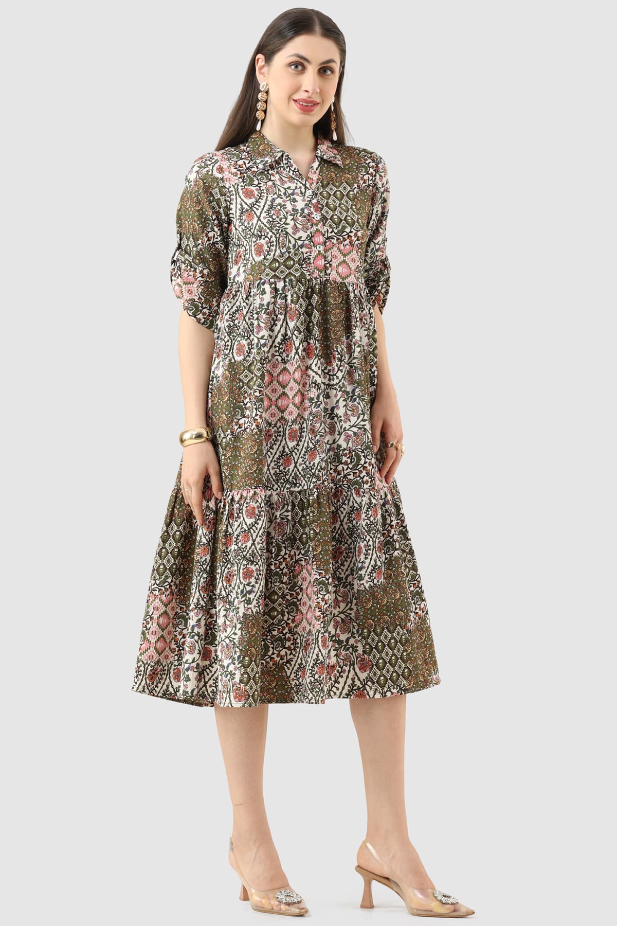 Printed Brown Dress For Women