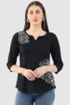 Embroidered Black Top For Women