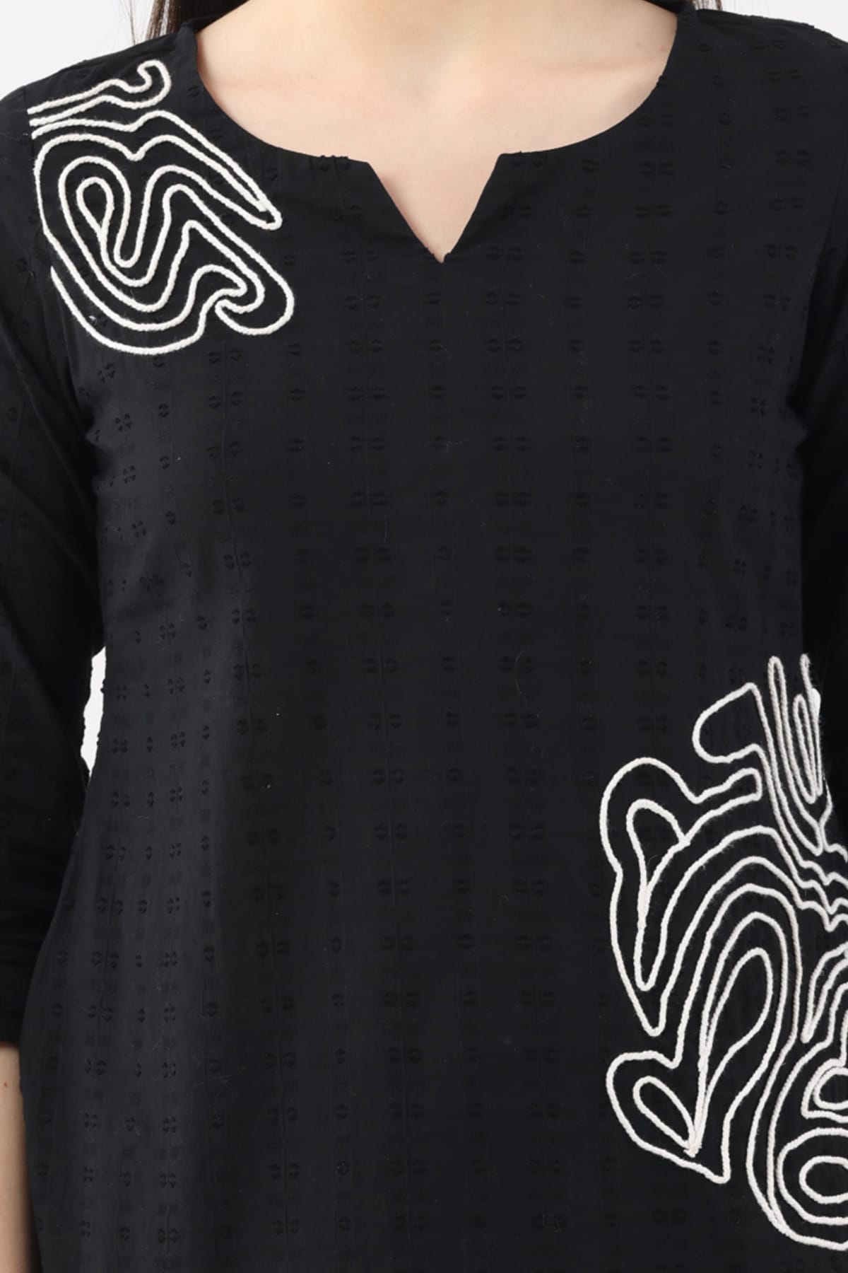 Embroidered Black Top For Women