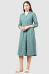 Schiffli Green Dress For Woman