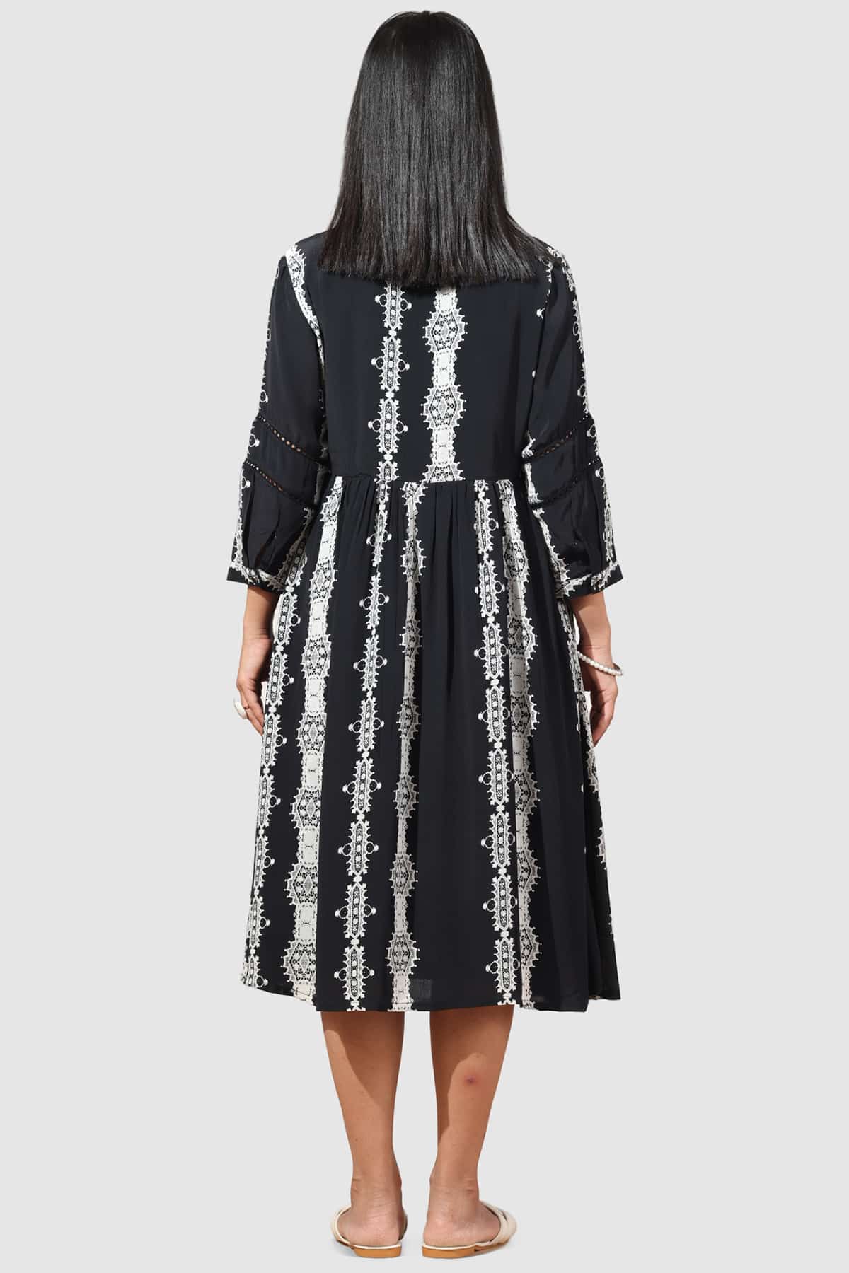 Printed Black Dress For Woman