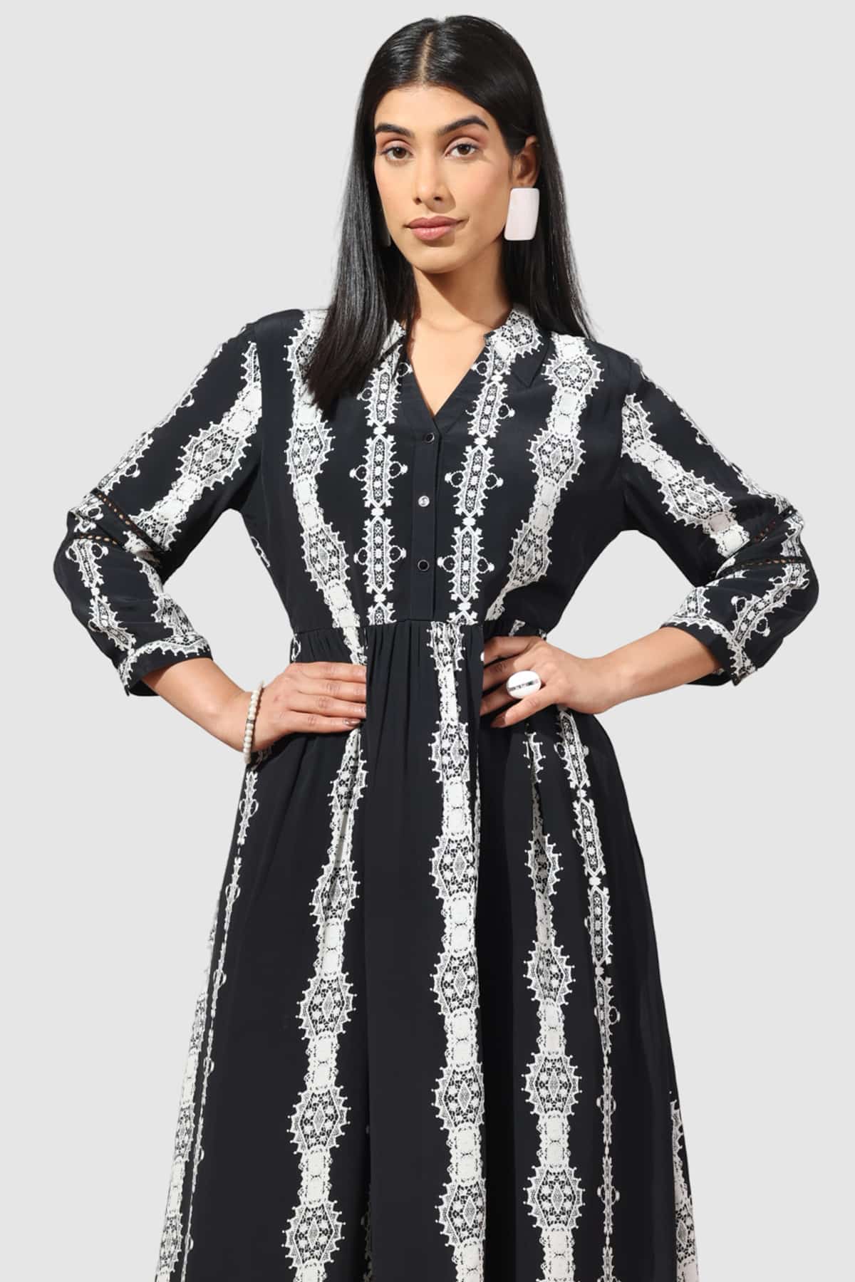 Printed Black Dress For Woman