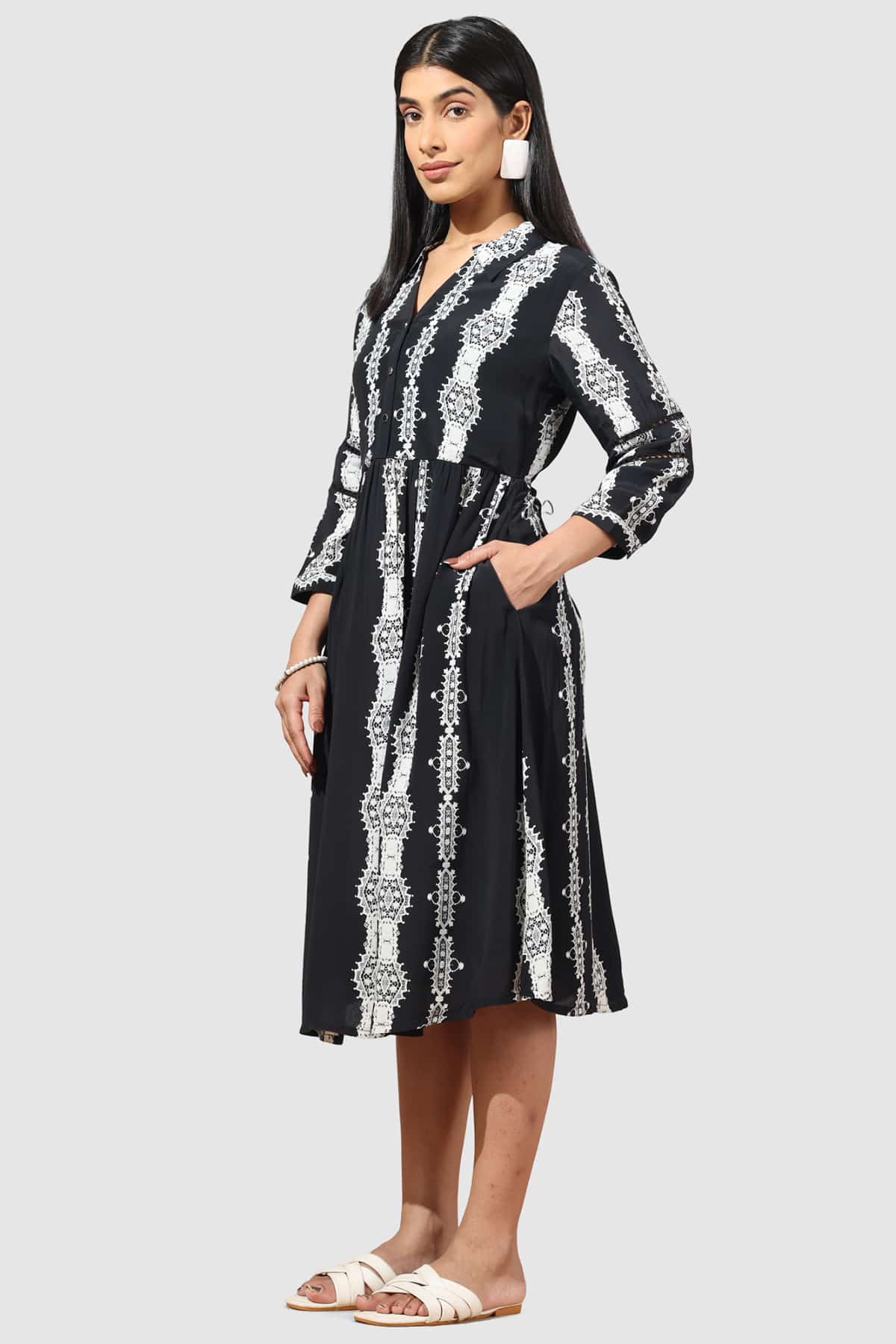 Printed Black Dress For Woman