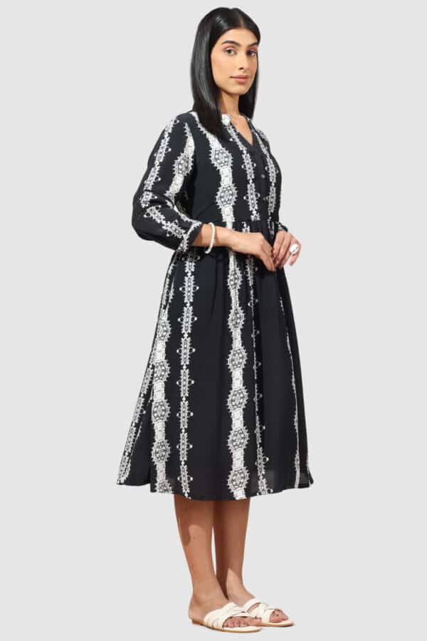 Printed Black Dress For Woman