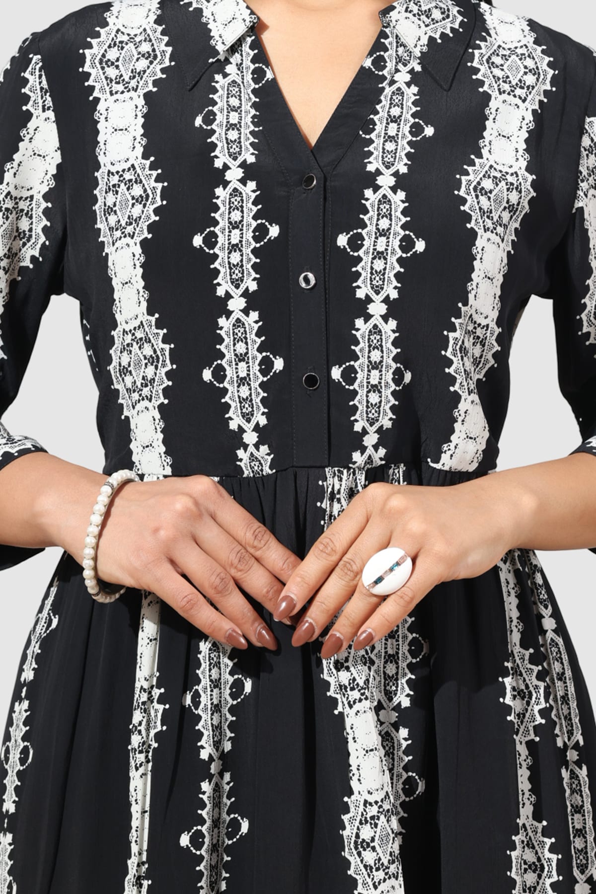 Printed Black Dress For Woman