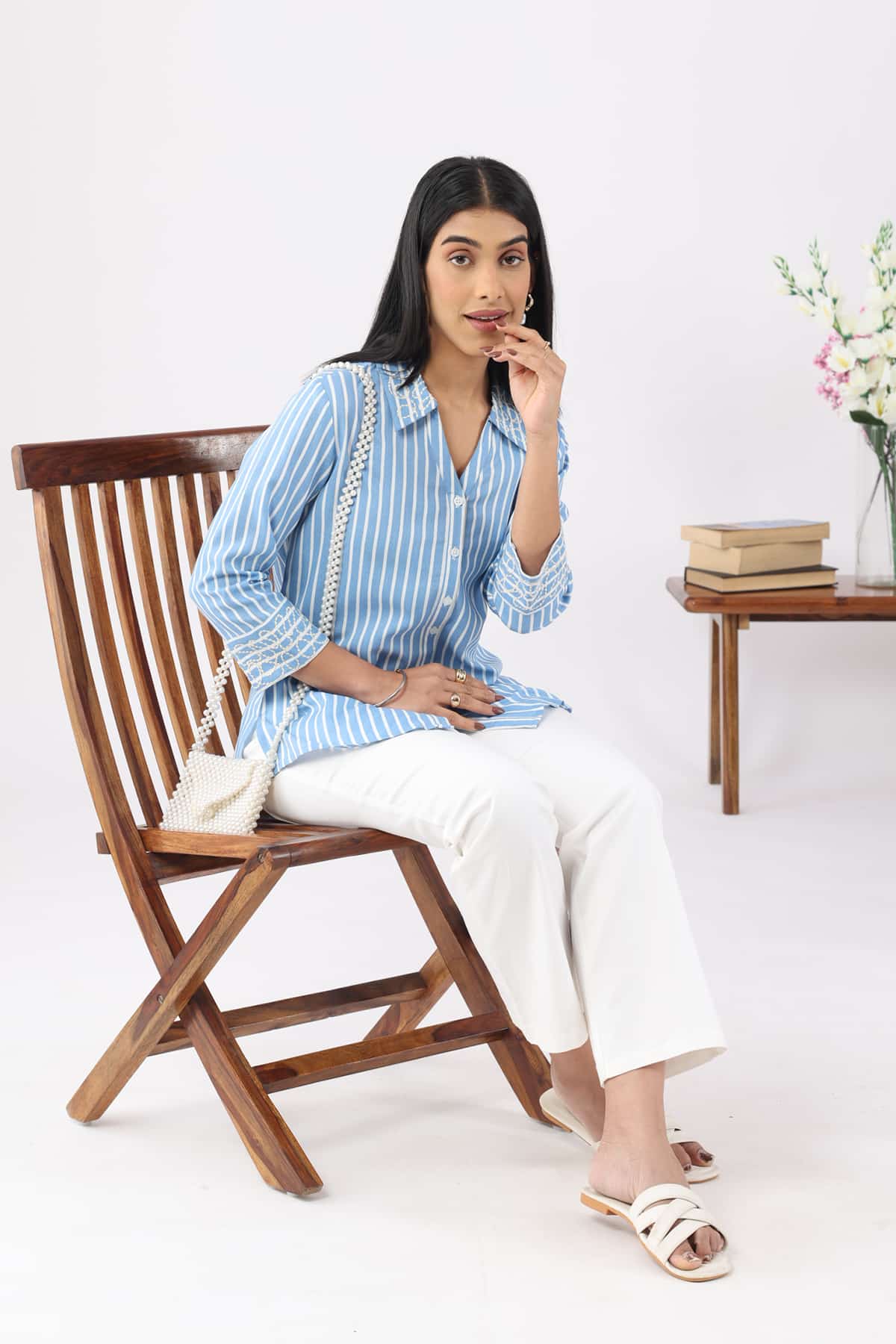 Striped Blue Shirt For Ladies