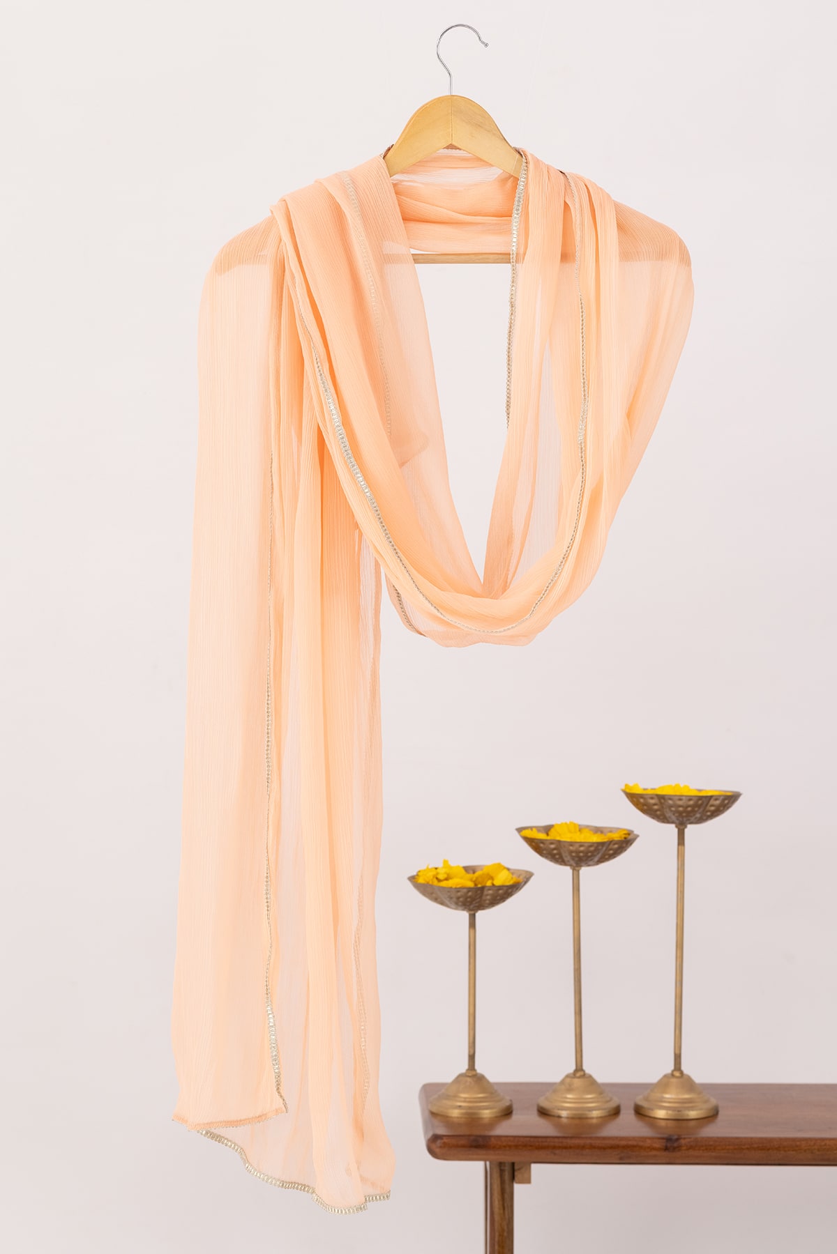 Solid Peach Colour Dupatta For Women