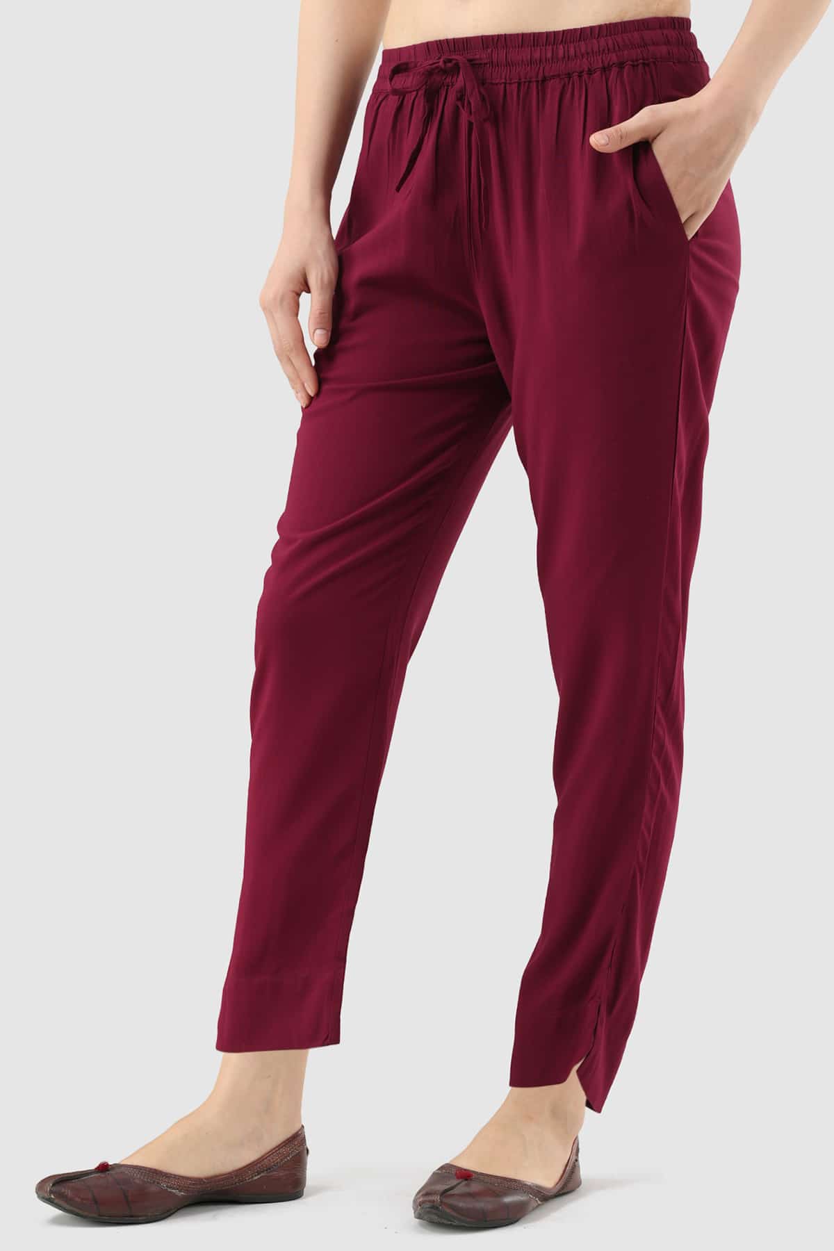 Magenta Solid Palazzo Women's Pants