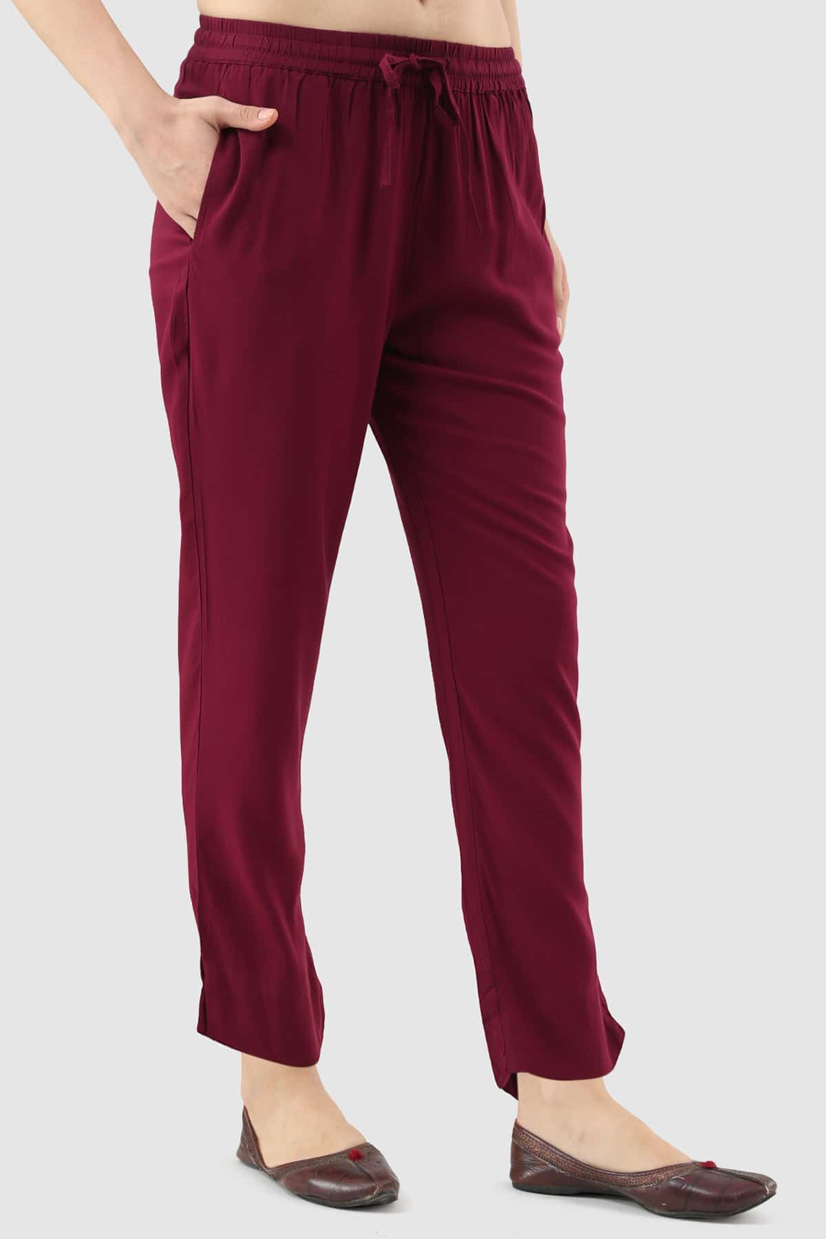 Magenta Solid Palazzo Women's Pants