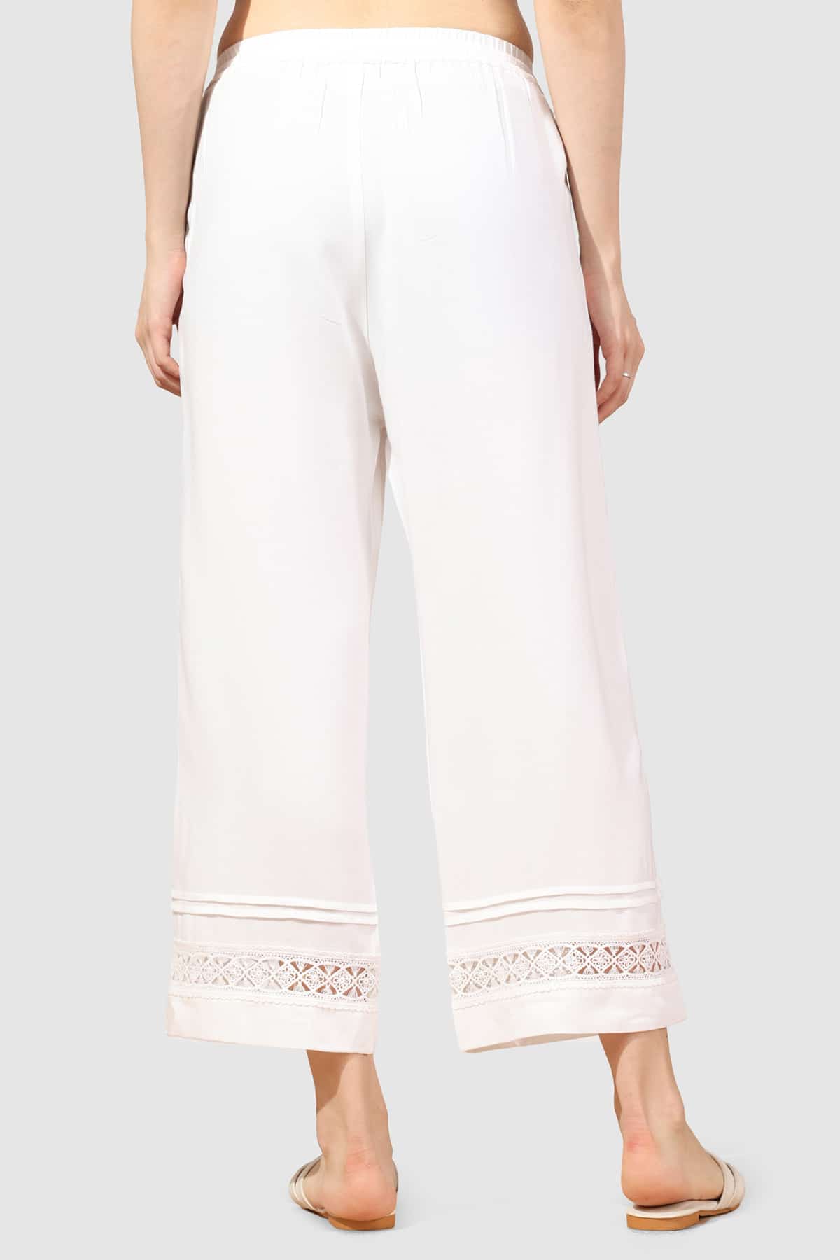 Solid White Palazzo Pants For Woman