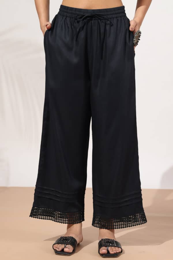 Solid Black Palazzo Pants Women