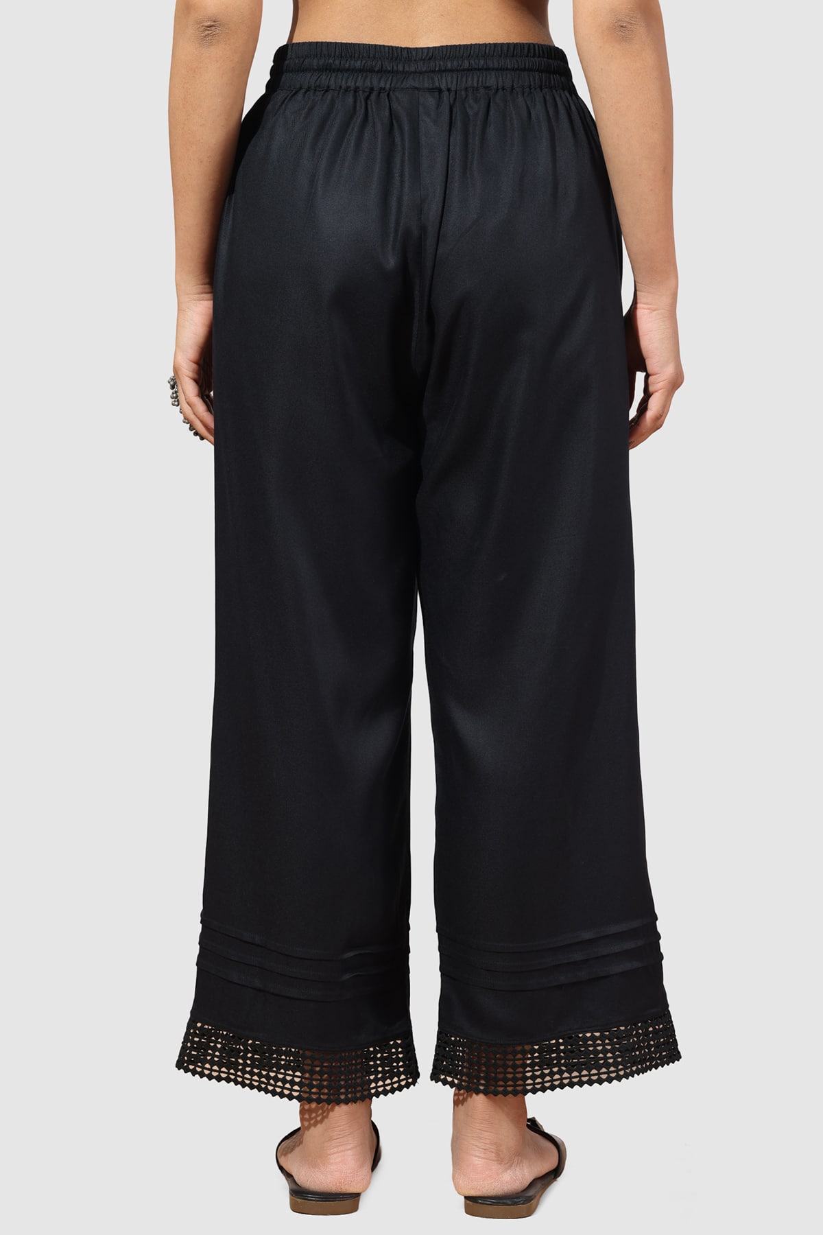 Solid Black Palazzo Pants Women