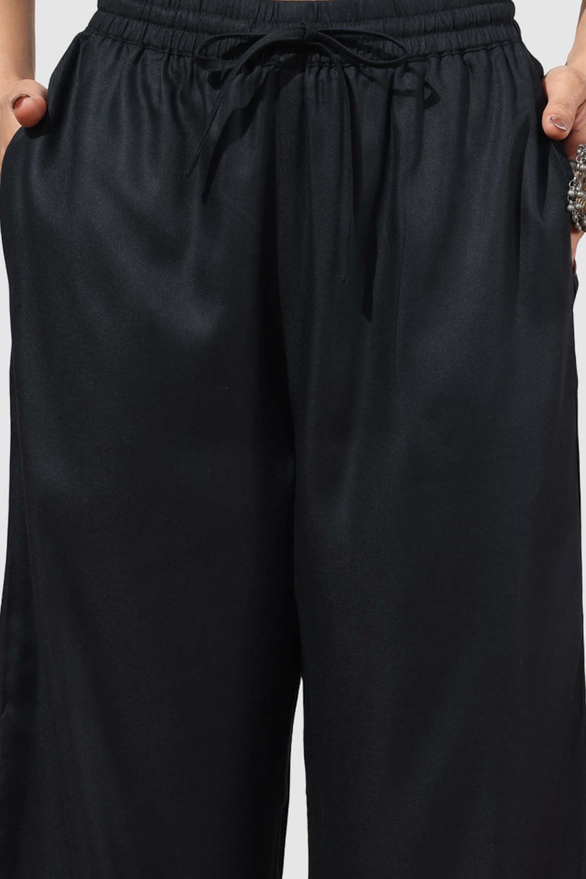 Solid Black Palazzo Pants Women
