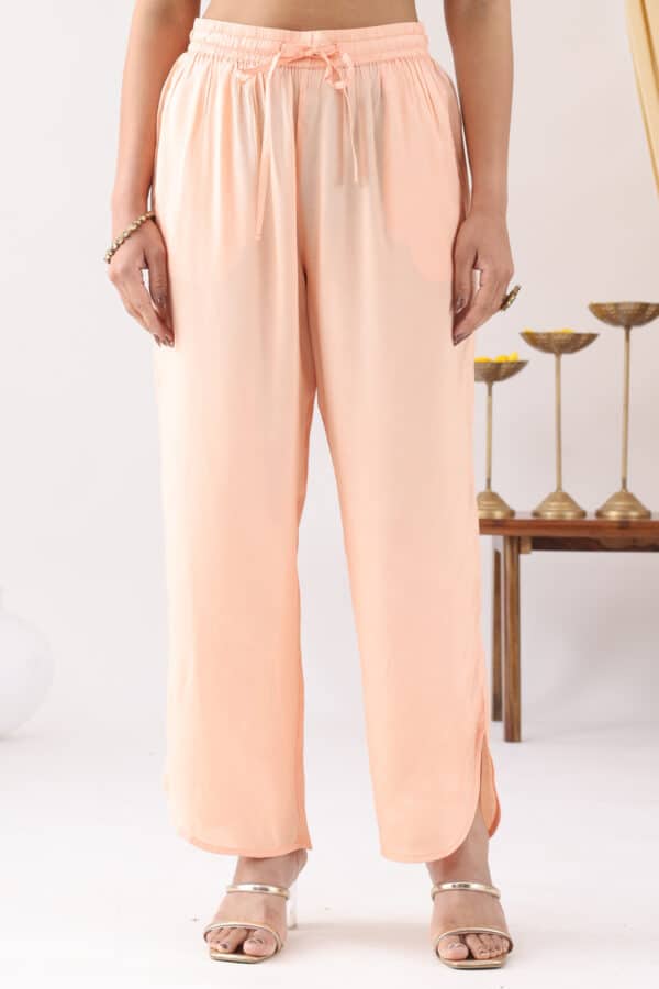 Solid Peach Palazzo For Women