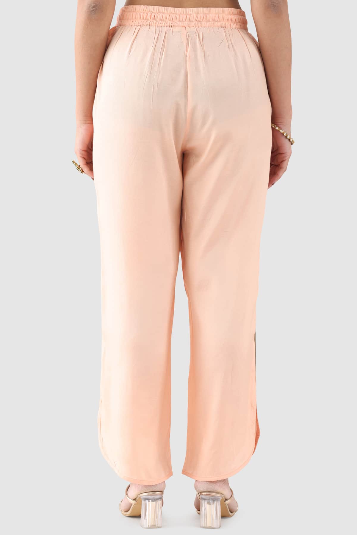 Solid Peach Palazzo For Women