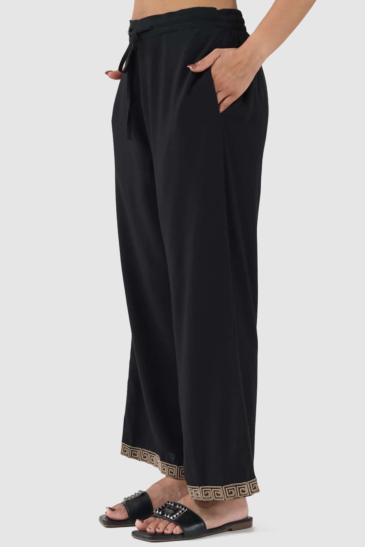 Solid Black Pants For Women