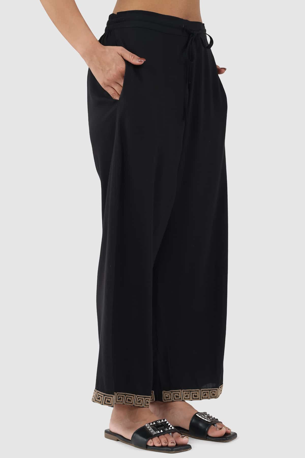 Solid Black Pants For Women