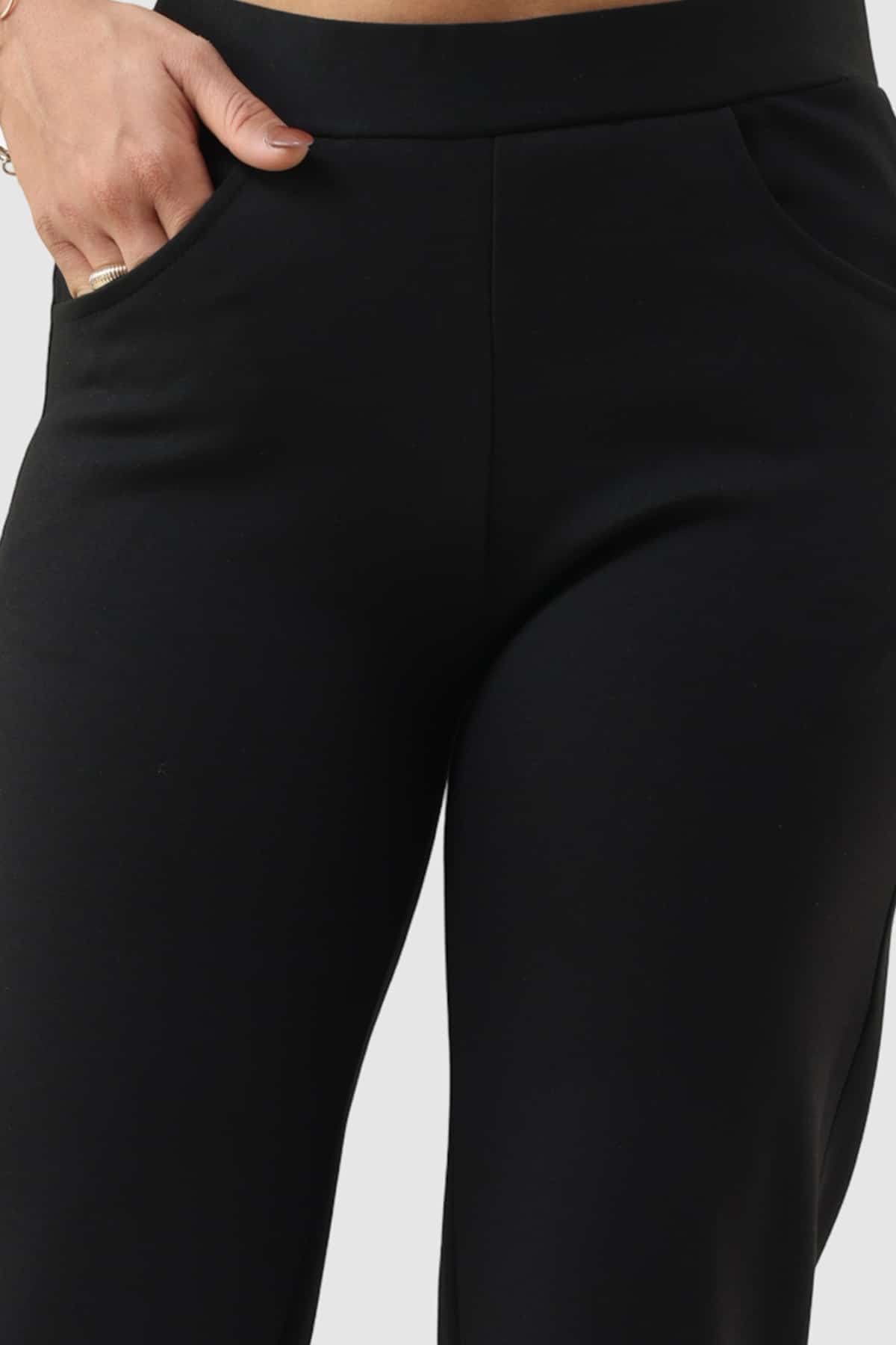 Solid Black Pants In Women