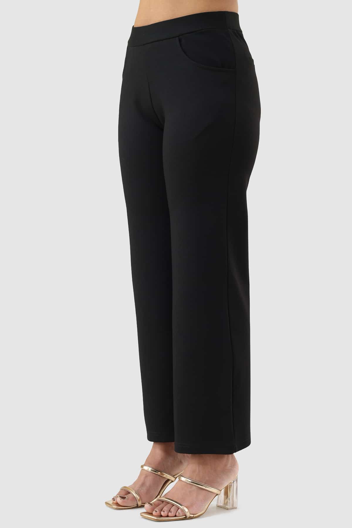 Solid Black Pants In Women