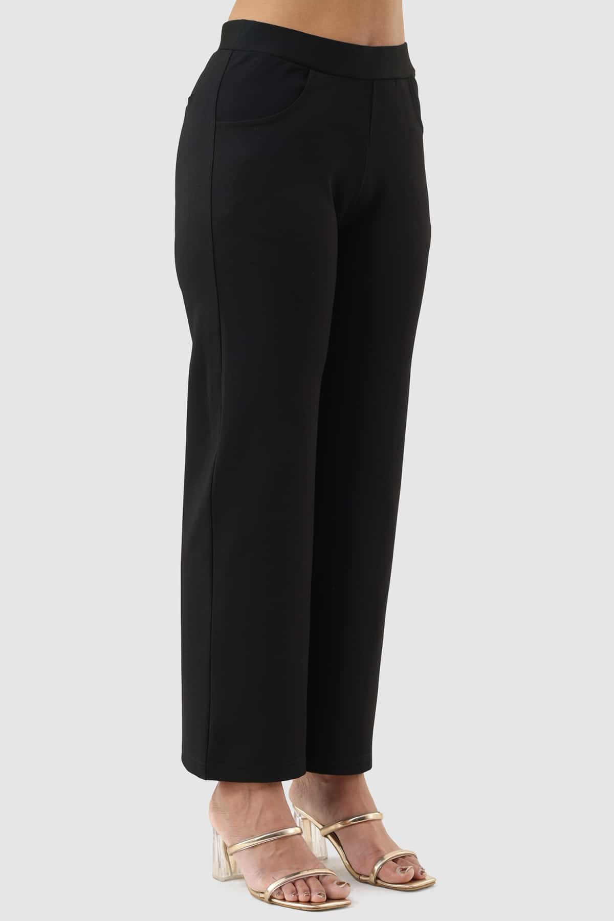 Solid Black Pants In Women