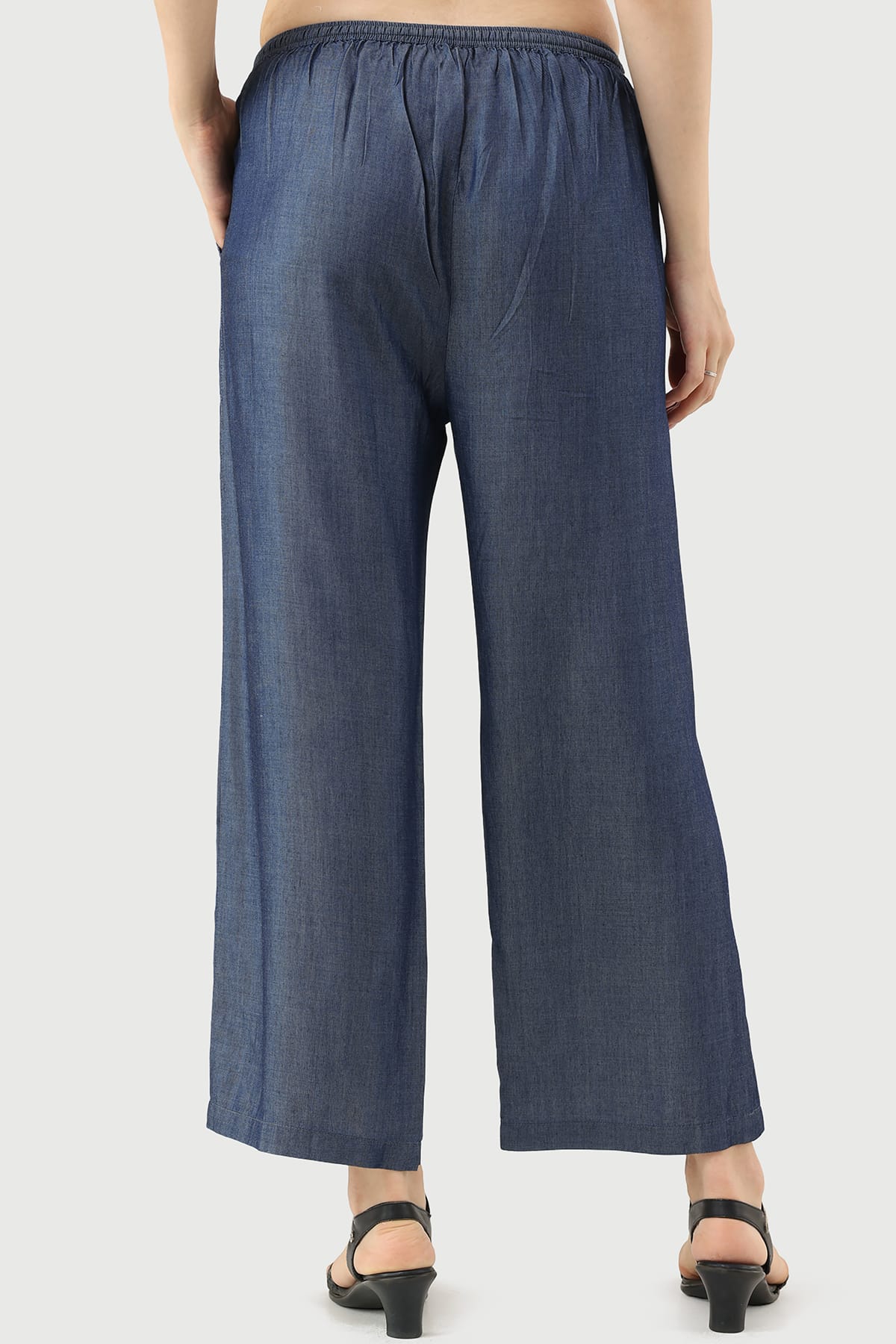 Solid Blue Pants For Women