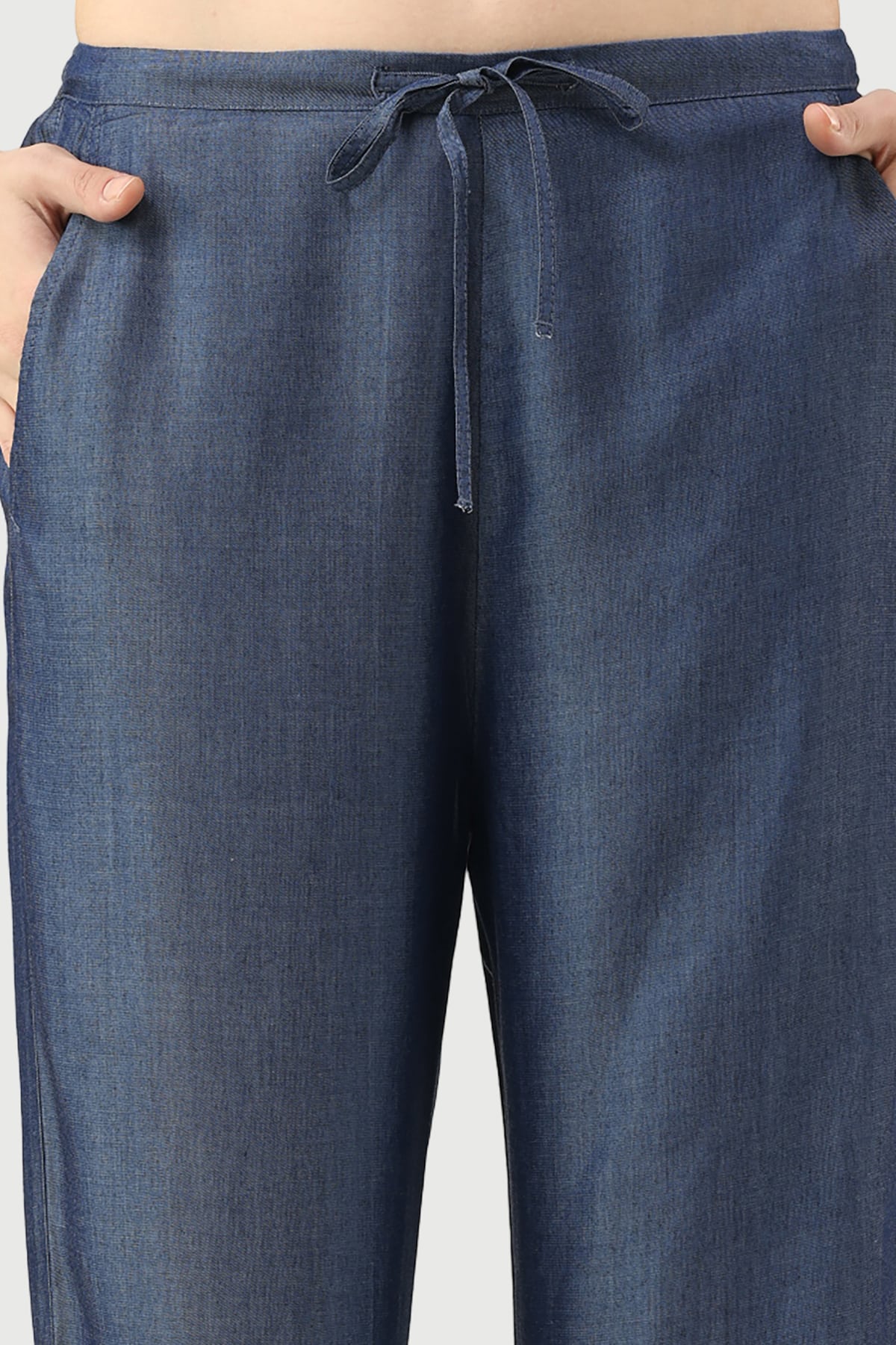 Solid Blue Pants For Women