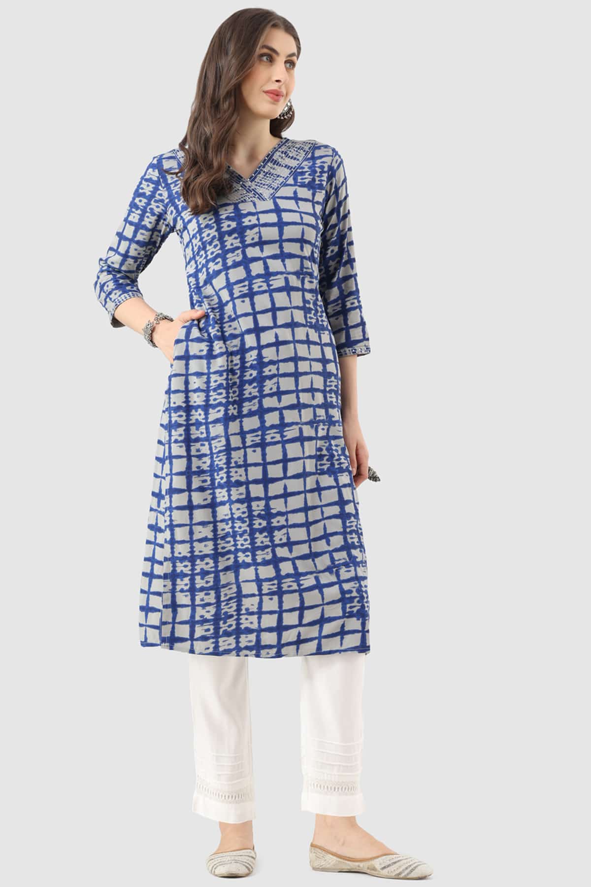 Embroidered Blue Kurta For Ladies