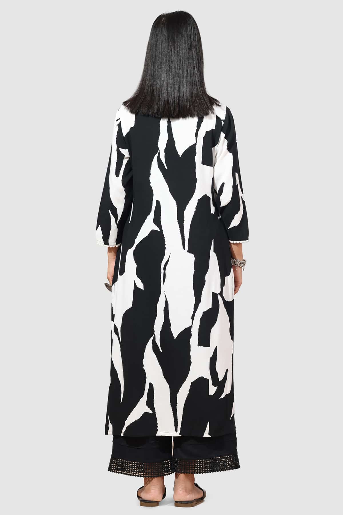 Printed Black And White Kurta For Women