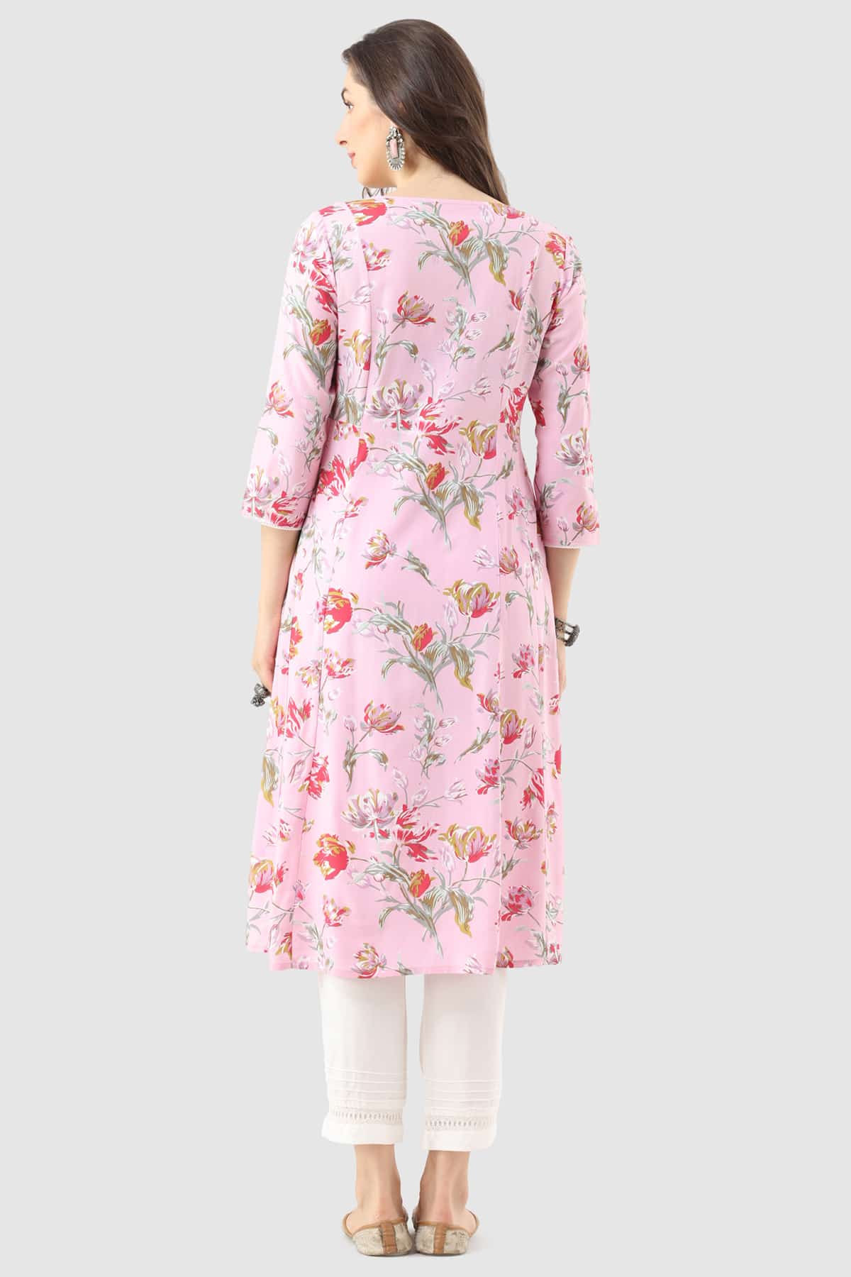 Printed Pink Kurta Woman