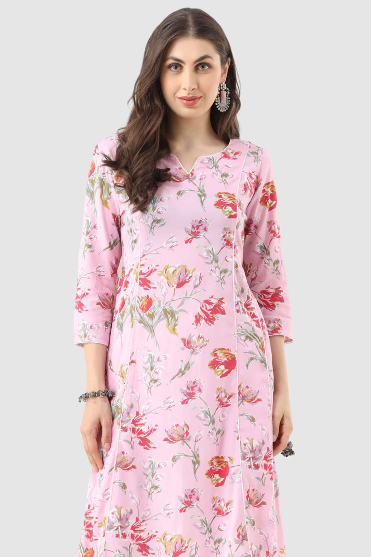 Printed Pink Kurta Woman