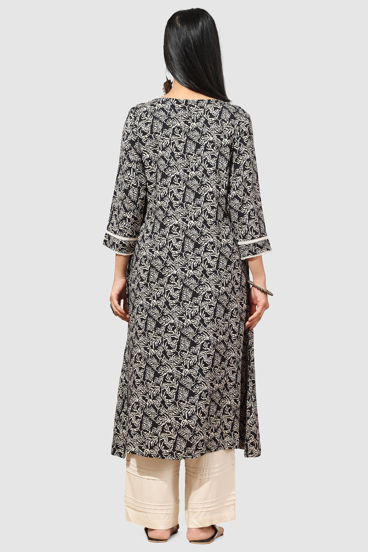 Printed Black Kurta For Woman