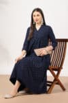 Printed Navy Blue Kurta For Woman