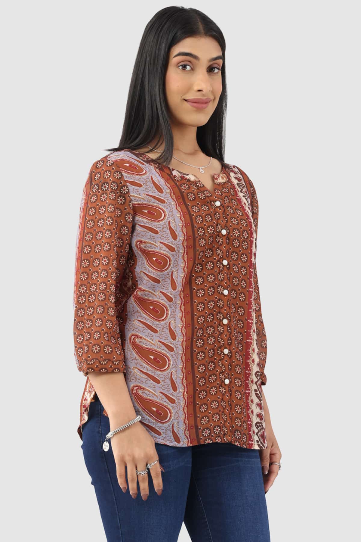 Printed Brown Shirt Women