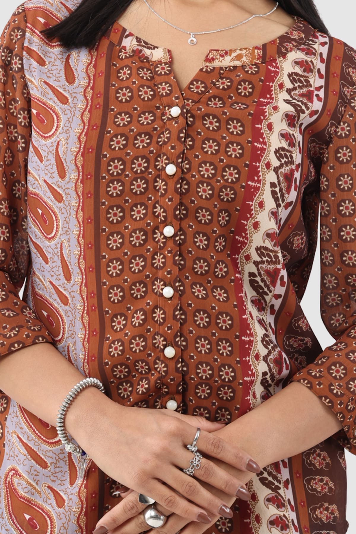 Printed Brown Shirt Women
