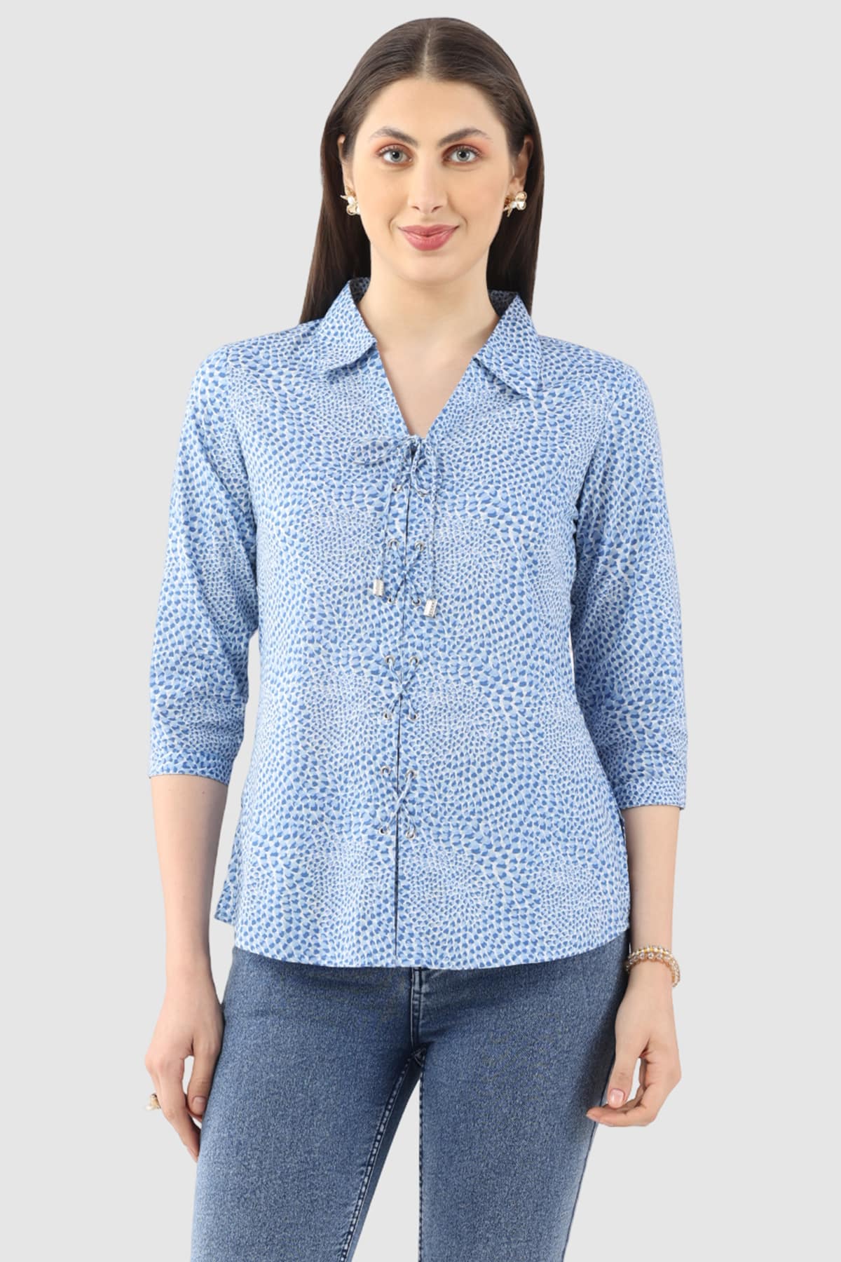 Printed Blue Shirt Women