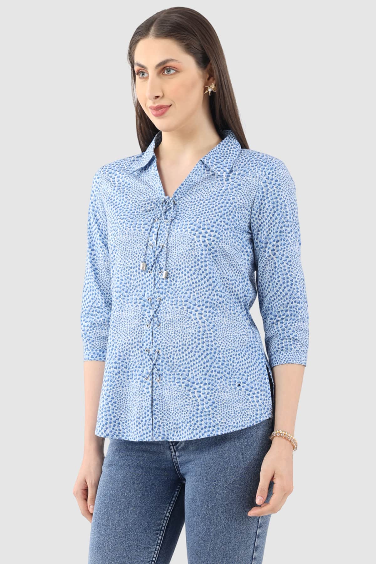 Printed Blue Shirt Women