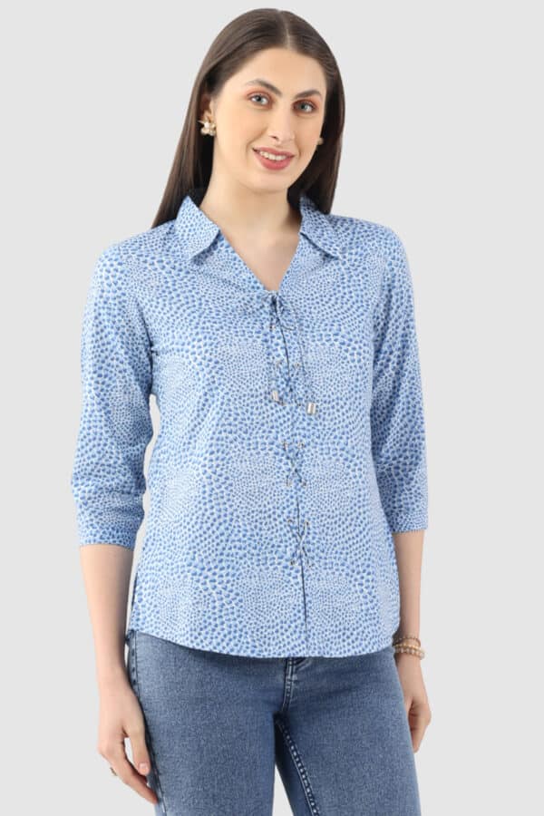 Printed Blue Shirt Women