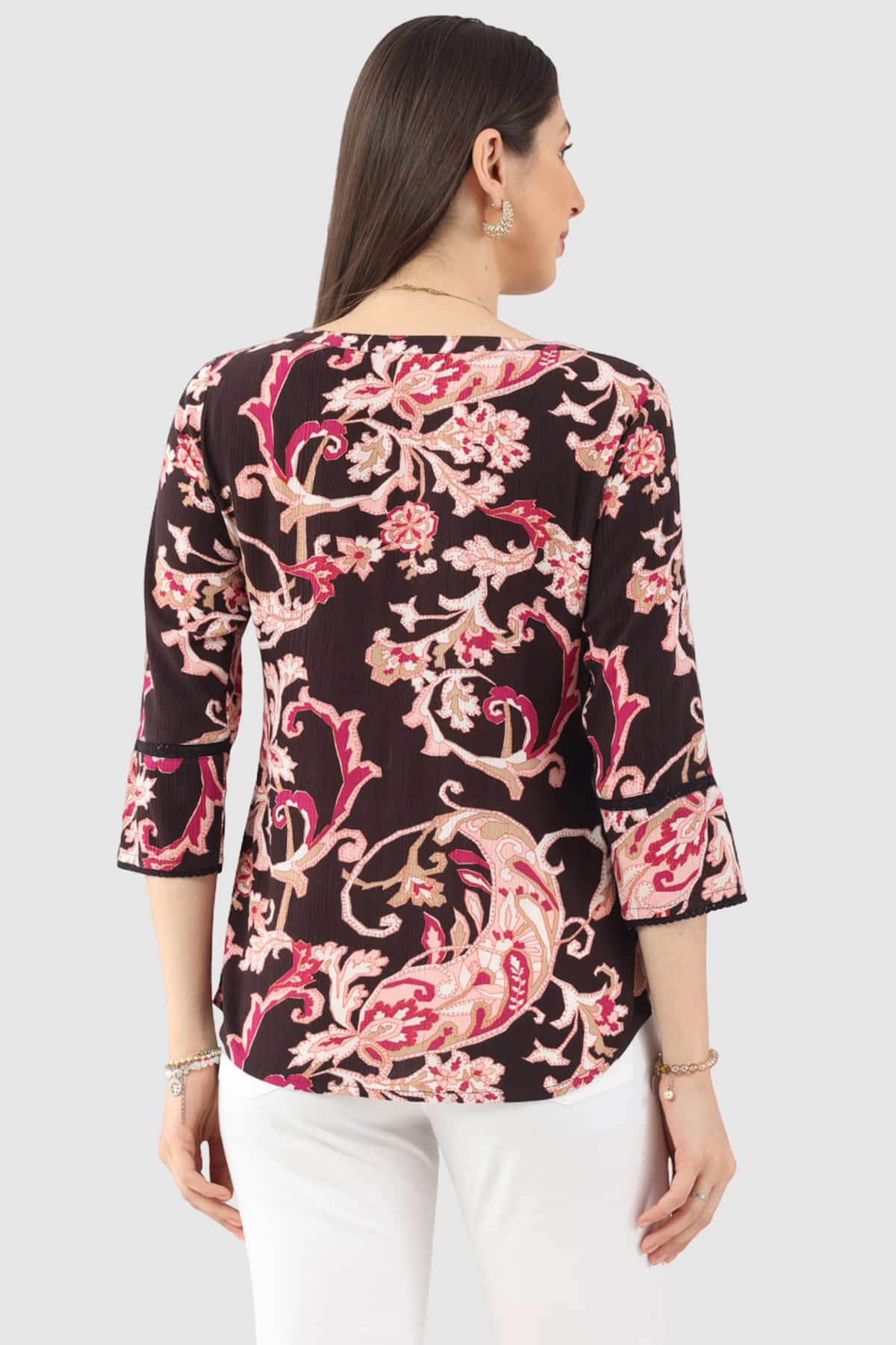 Embroidered Pink Casual Tops Women