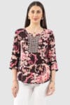 Embroidered Pink Casual Tops Women