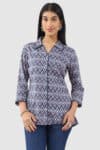 Printed Blue Shirt For Ladies