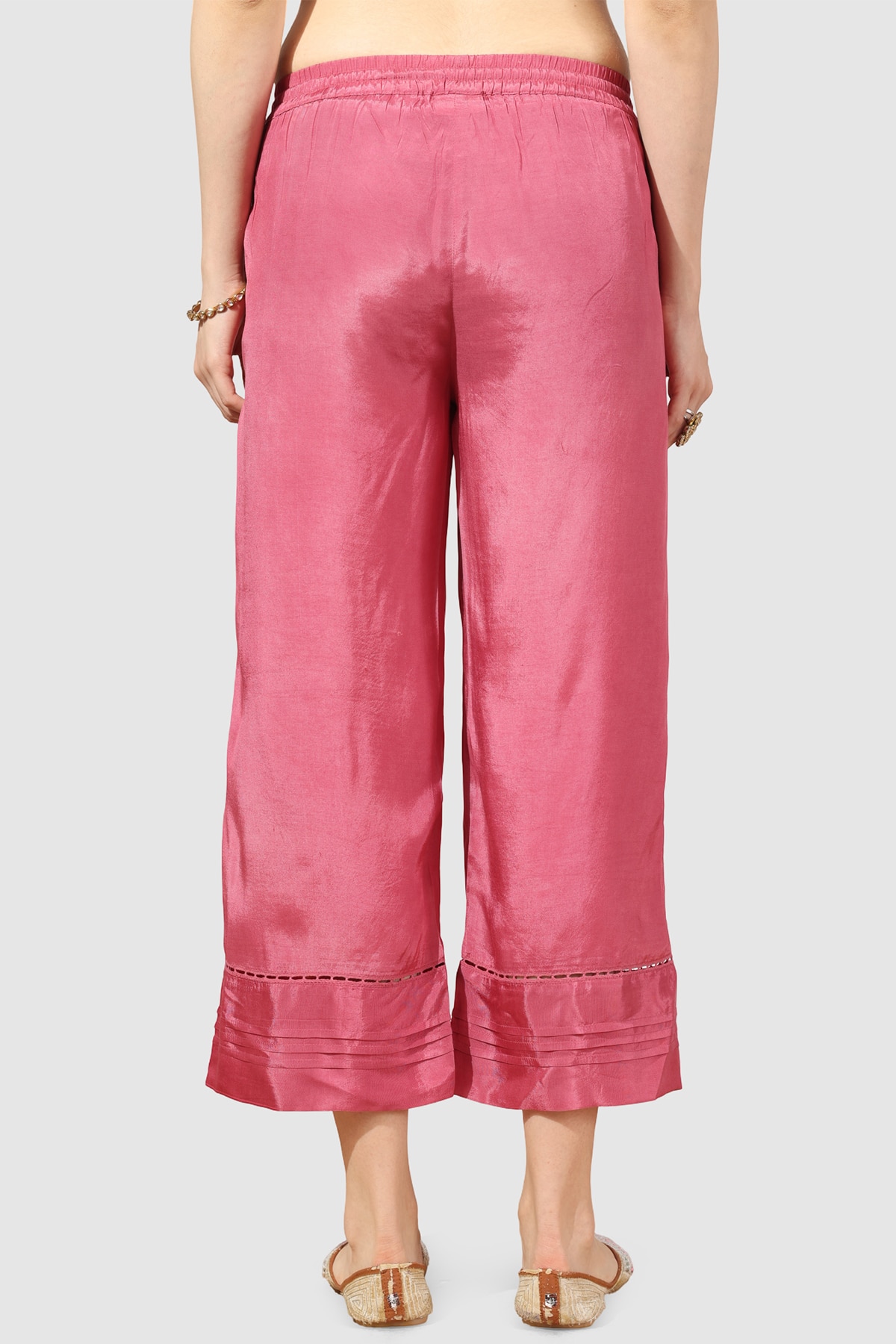 Solid Coral Palazzo Pants For Ladies