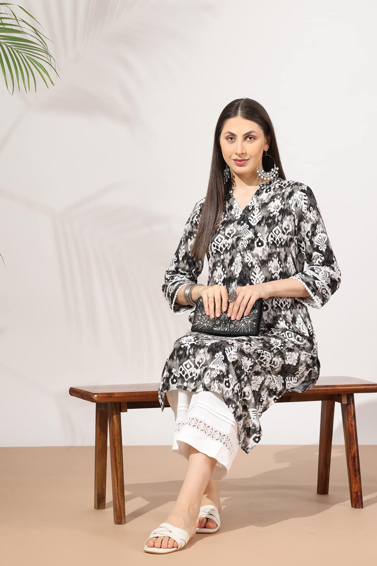 Pintuck Grey Kurta For Ladies