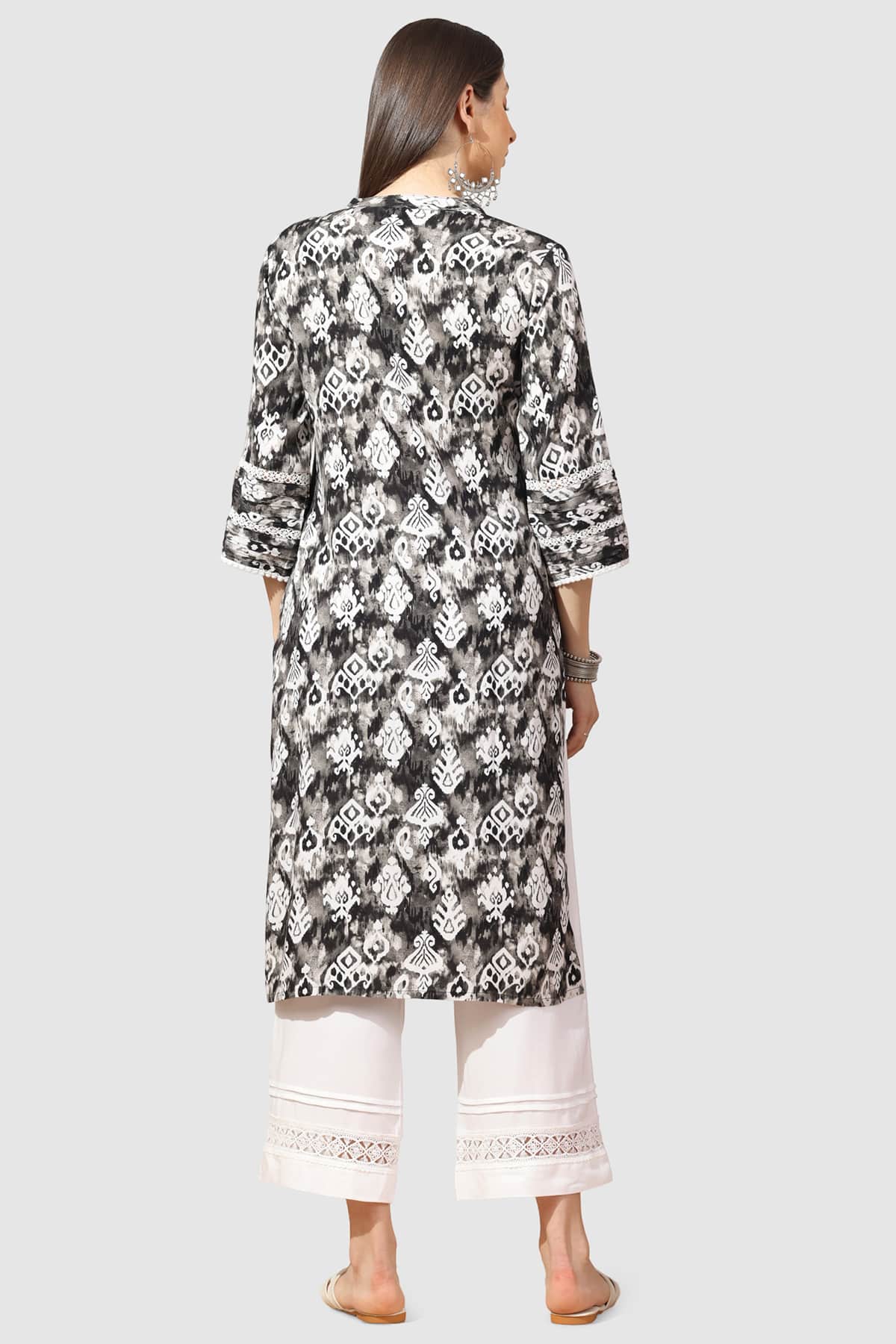 Pintuck Grey Kurta For Ladies
