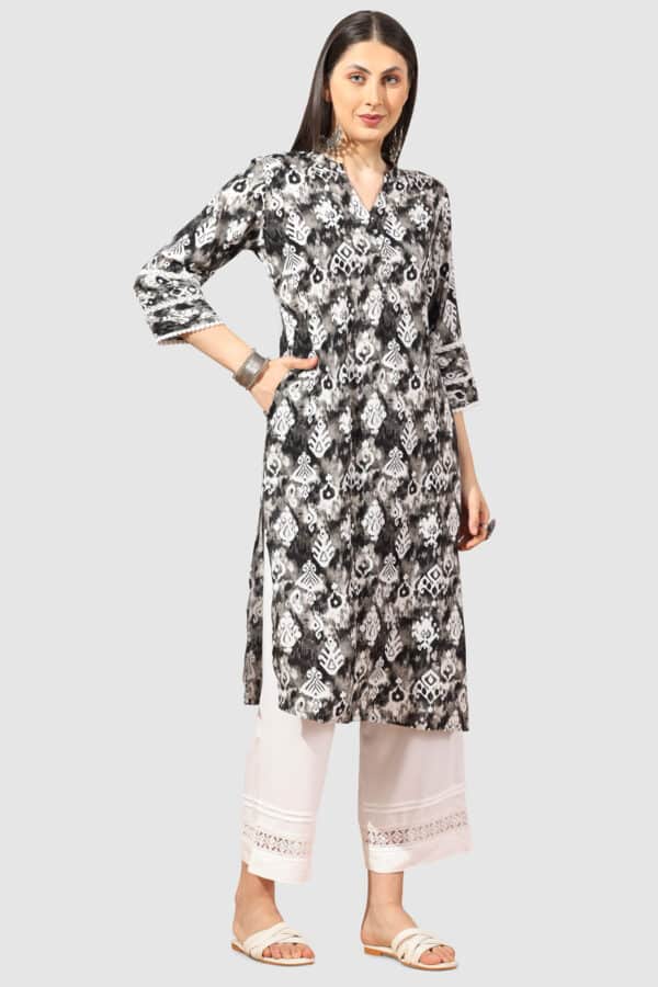 Pintuck Grey Kurta For Ladies
